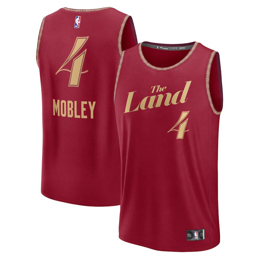Men Cleveland Cavaliers 4 Evan Mobley Fanatics Branded Wine City Edition 2023-24 Fast Break NBA Jersey